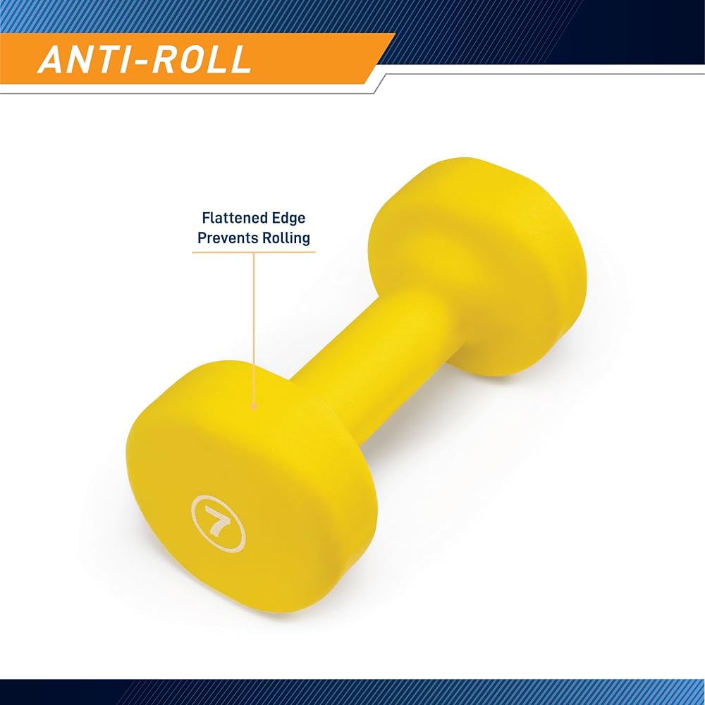 Marcy Neoprene Dumbbell, Single Piece, 7-lb, Canary Yellow