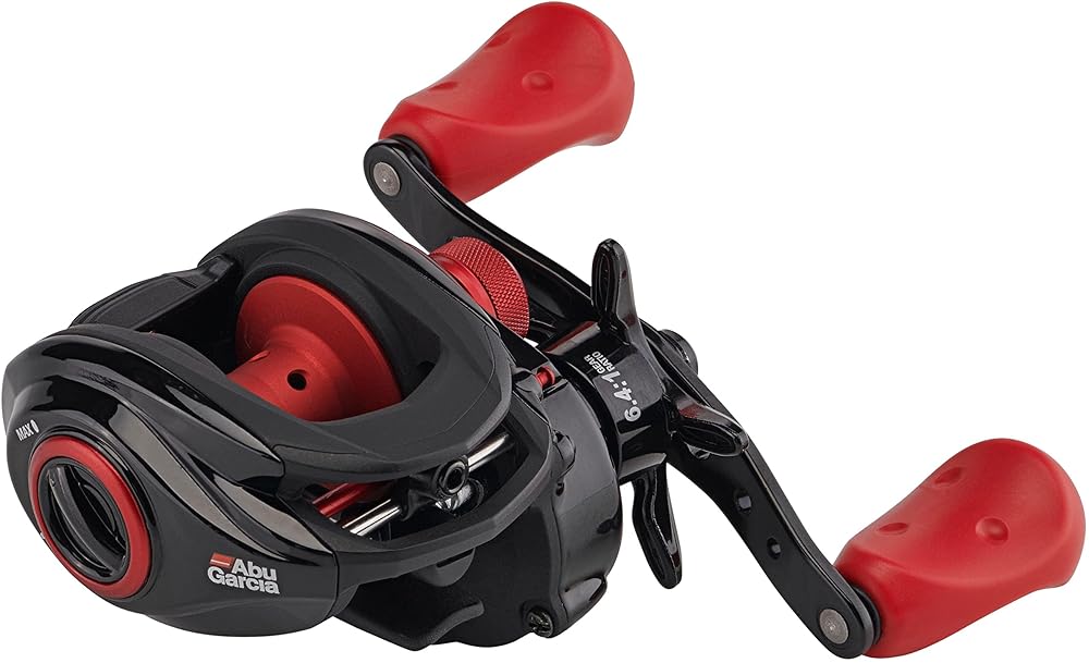 Abu Garcia Max X Low Profile Baitcast Reel, Size LP (1539734), 4 Stainless Steel Ball Bearings + 1 Roller Bearing, Synthetic Star Drag, Max of 15lb | 6.8kg, Left-Handed - Box, Multi