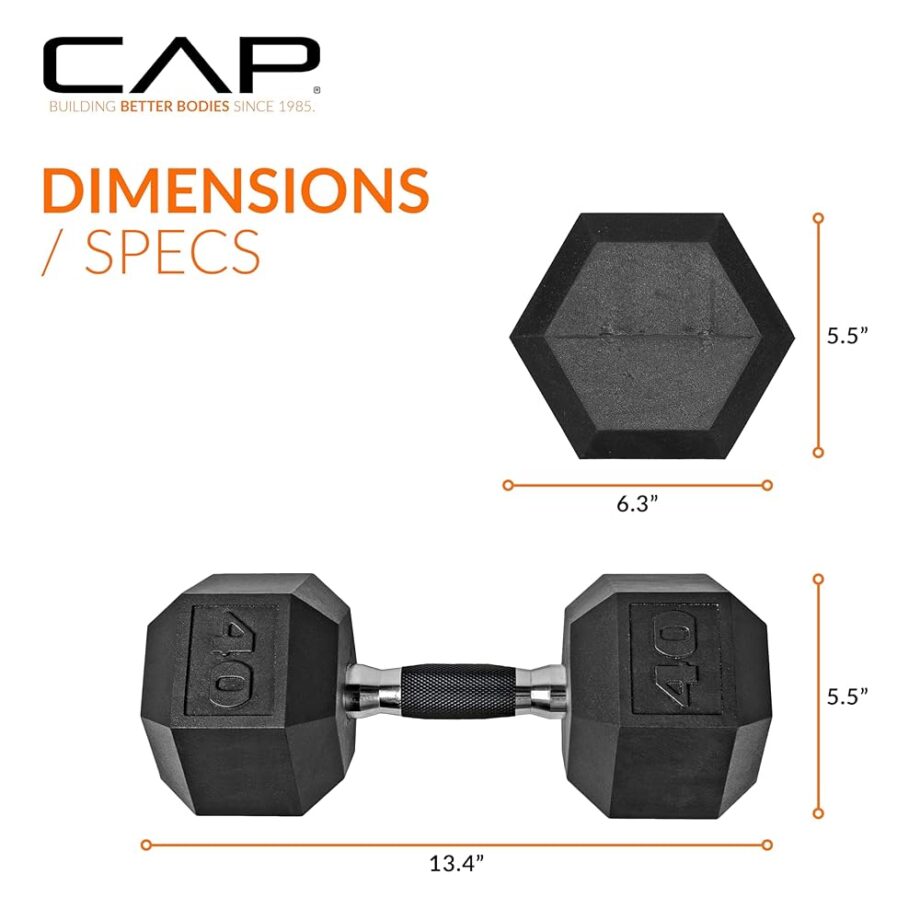 CAP Barbell 40 LB Coated Hex Dumbbell Weight Pair with Padded Grip