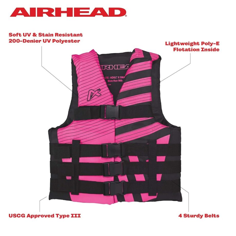 Airhead Women’s Trend Life Jacket, Coast Guard Approved, 2X-Large/3X-Large, Pink