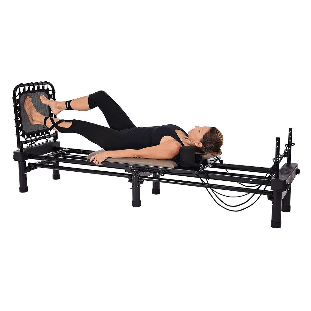 AeroPilates Reformer - Pilates Reformer Workout Machine for Home Gym - Cardio Fitness Rebounder- Up to 300 lbs Weight Capacity, Gray