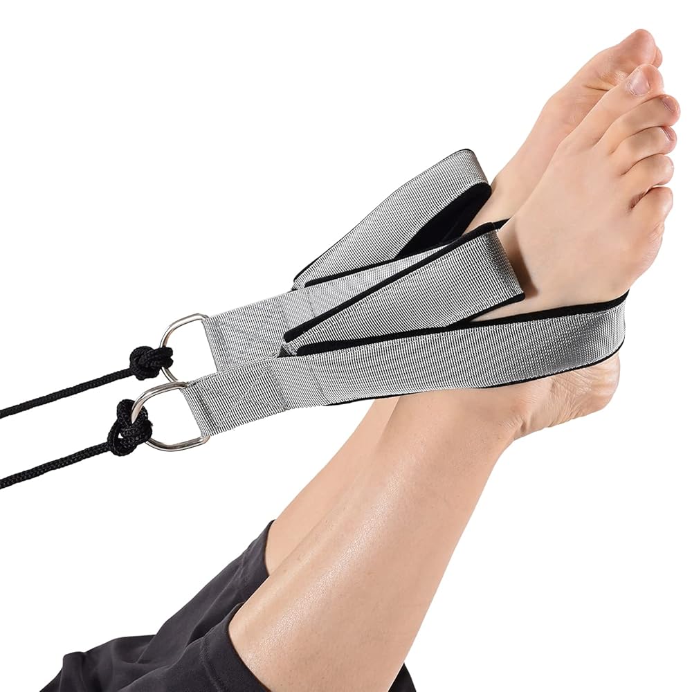 Stamina Products AeroPilates Wide Double Loop Hand and Foot Padded Foam Straps with Textured Surface and Carrying Bag, Gray (Set of 2)