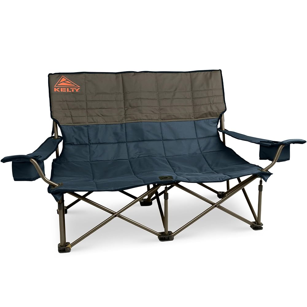 Kelty Low Loveseat Oversized 2-Person Heavy Duty Folding Camp Chair, Double Seat for Soccer Games, Tailgating, Beach Days (Low Height/Dark Shadow)