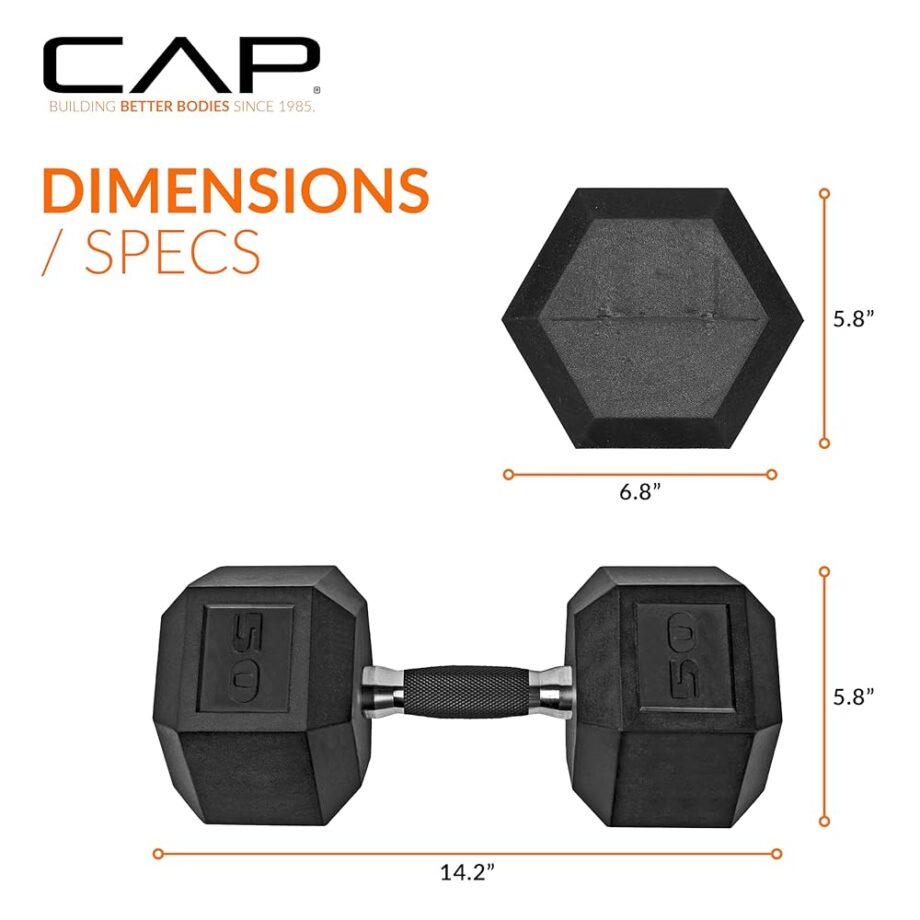 CAP Barbell 50 LB Coated Hex Dumbbell Weight Pair with Padded Grip