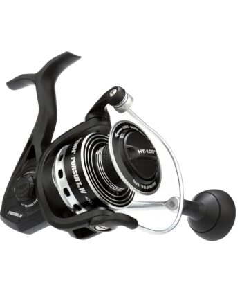 PENN Pursuit IV Inshore Spinning Fishing Reel, Size 4000, HT-100 Front Drag, Max of 15lb, 5 Sealed Stainless Steel Ball Bearing System, Built with Carbon Fiber Drag Washers,Black/Silver