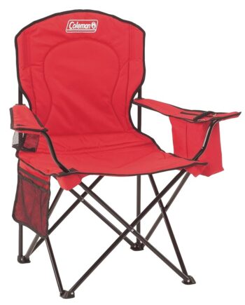 Coleman Portable Camping Chair with 4-Can Cooler, Cushioned Seat & Back with Side Pockets & Cup Holder, Carry Bag Included, Great for Camping, Tailgating, Firepits, Patio, & More