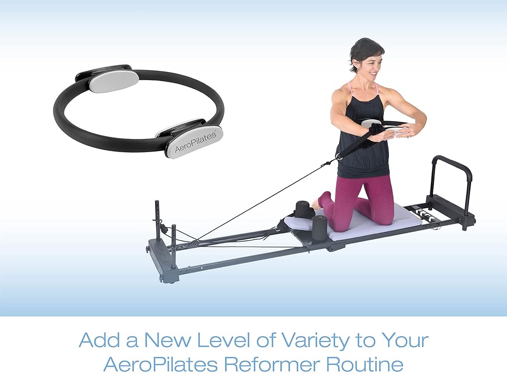 AeroPilates Magic Circle Pilates Ring with Workout DVD for Mat & Reformer Workouts - Fitness Ring Pilates Circle w/Padded Foam Grips - Arms, Chest and Inner Thigh Exercise Equipment