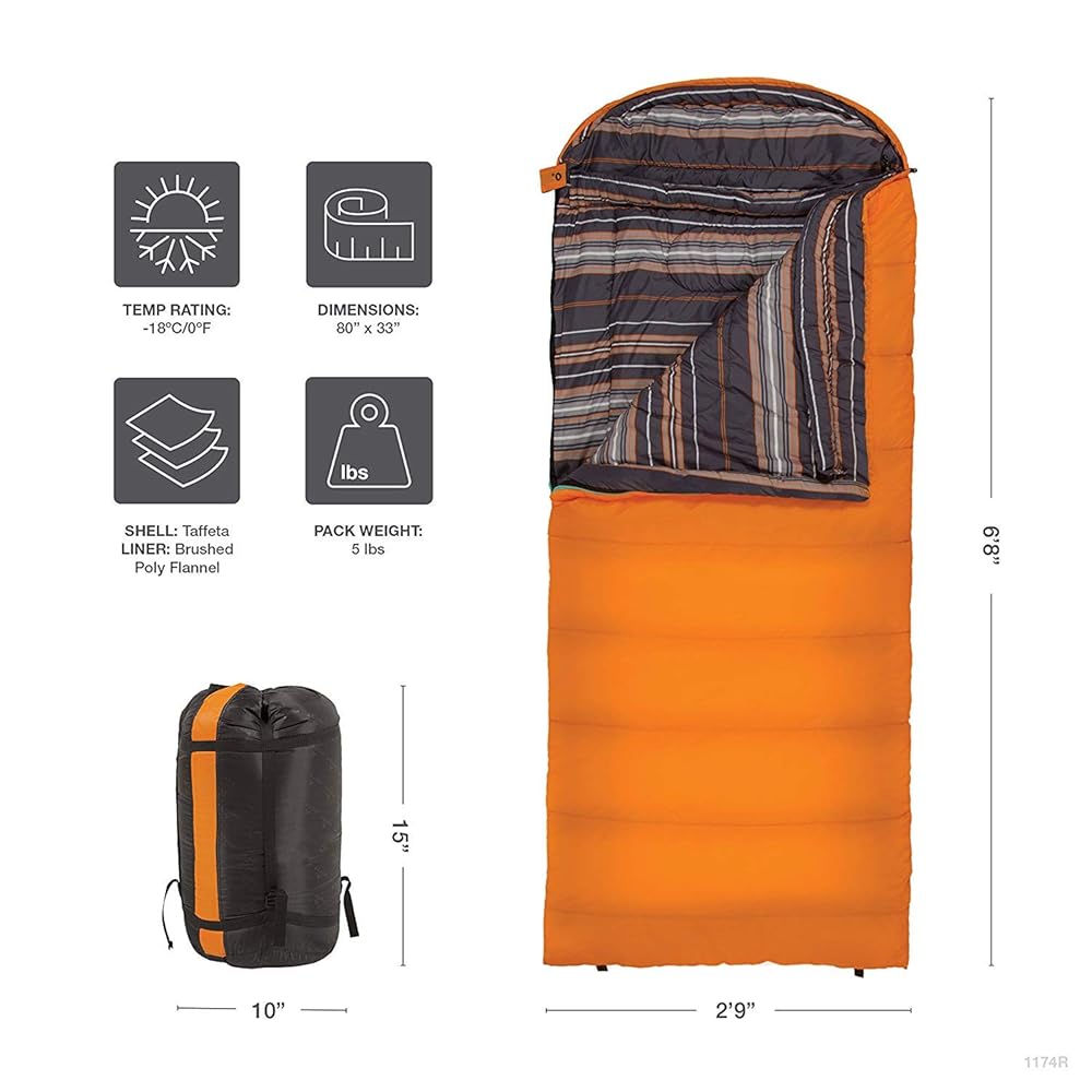 Teton Celsius Regular, 0 Degree Sleeping Bag, All Weather Bag for Adults and Kids Camping Made Easy and Warm Compression Sack Included