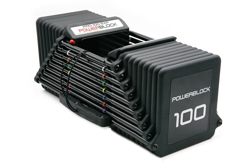 PowerBlock Pro 100 Adjustable Dumbbell, Sold As A Single Unit 5-100 lb Dumbbell – Durable Steel Build, Innovative Workout Equipment, Strength Training