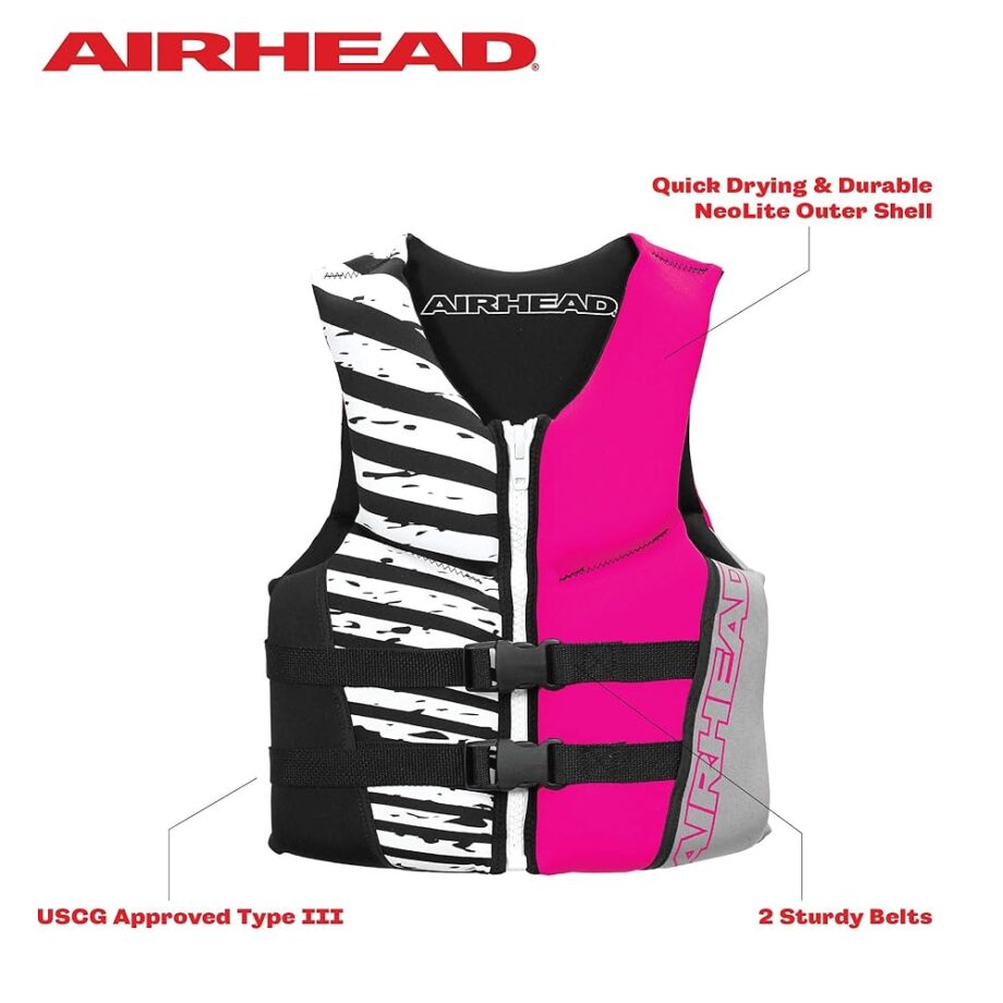 Airhead Wicked Kwik-Dry NeoLite Flex Lift Jacket, US Coast Guard Approved, Designed for Water Sports, Youth and Women's