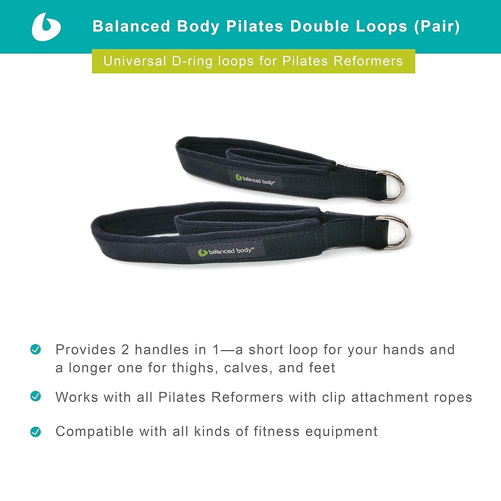 Balanced Body Padded Double Loops, Foot and Hand Straps, Accessories for Pilates Equipment, Workout Equipment for Home Gym or Studio Use, 1 Pair