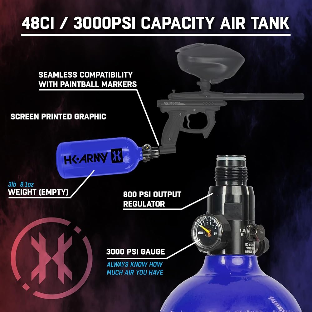 HK Army 48ci/3000psi Aluminum HPA Tank w/Neoprene Padded Cover - Blue