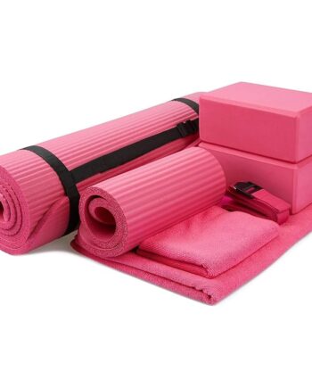 BalanceFrom 7-Piece Yoga Set with 71x24x0.5 Inches Extra Thick Mat and Carrying Sling – Includes 2 Blocks, Stretch Strap, 2 Towels, and Knee Pad for Home, Studio, and Gym Workouts