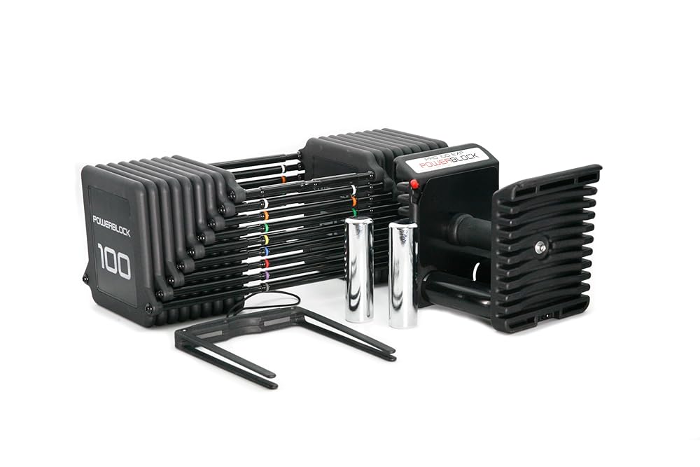PowerBlock Pro 100 Adjustable Dumbbell, Sold As A Single Unit 5-100 lb Dumbbell – Durable Steel Build, Innovative Workout Equipment, Strength Training