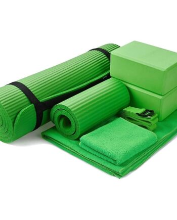 BalanceFrom 7-Piece Yoga Set with 71x24x0.5 Inches Extra Thick Mat and Carrying Sling – Includes 2 Blocks, Stretch Strap, 2 Towels, and Knee Pad for Home, Studio, and Gym Workouts