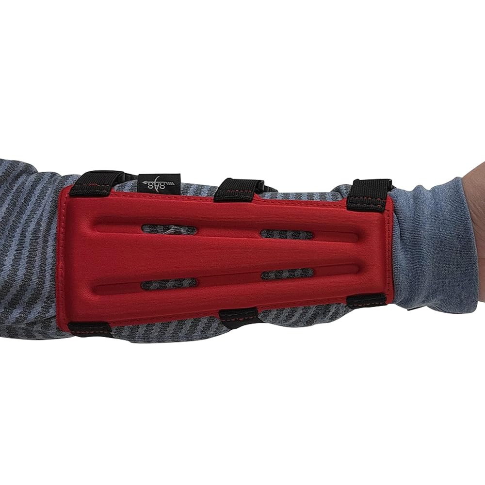 SAS 8" Armguard Archery Bow Range with 3-Strap Buckles (Red)