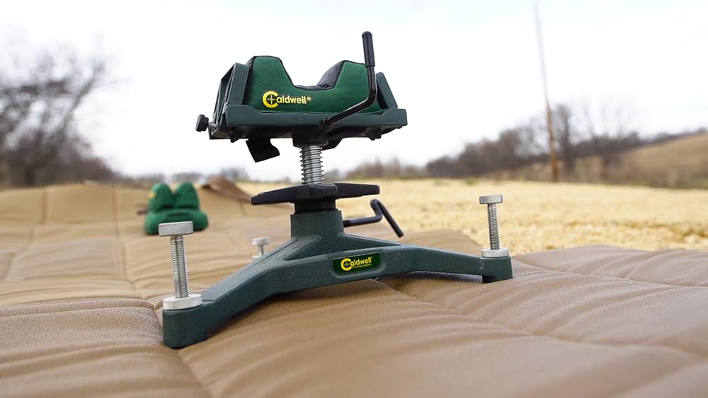 Caldwell The Rock Deluxe Front Rest Combo Adjustable Ambidextrous Rifle Shooting Rest with Front and Rear Rest for Shooting and Sighting In