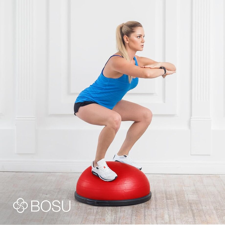 Bosu 72 10850 Home Gym Equipment The Original Balance Trainer for Physical Exercise, Rehab, Large Balance Ball 65 Centimeter Diameter, Red and Black