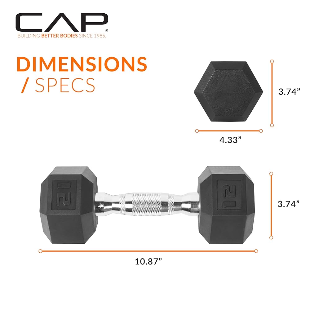 CAP Barbell 12 LB Pair Coated Hex Dumbbell Weight