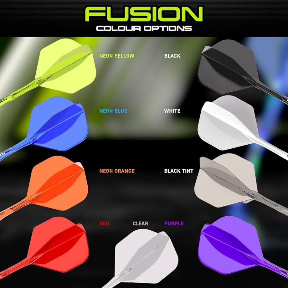 Winmau Darts Fusion Integrated Flight & Shaft System - No.2 Shape & Design - Clear Colour, Short Length