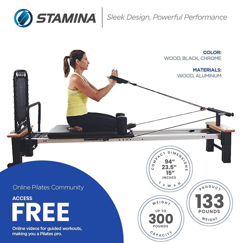 AeroPilates Pro Series Reformer 565 - Pilates Reformer Workout Machine for Home Gym - Up to 300 lbs Weight Capacity