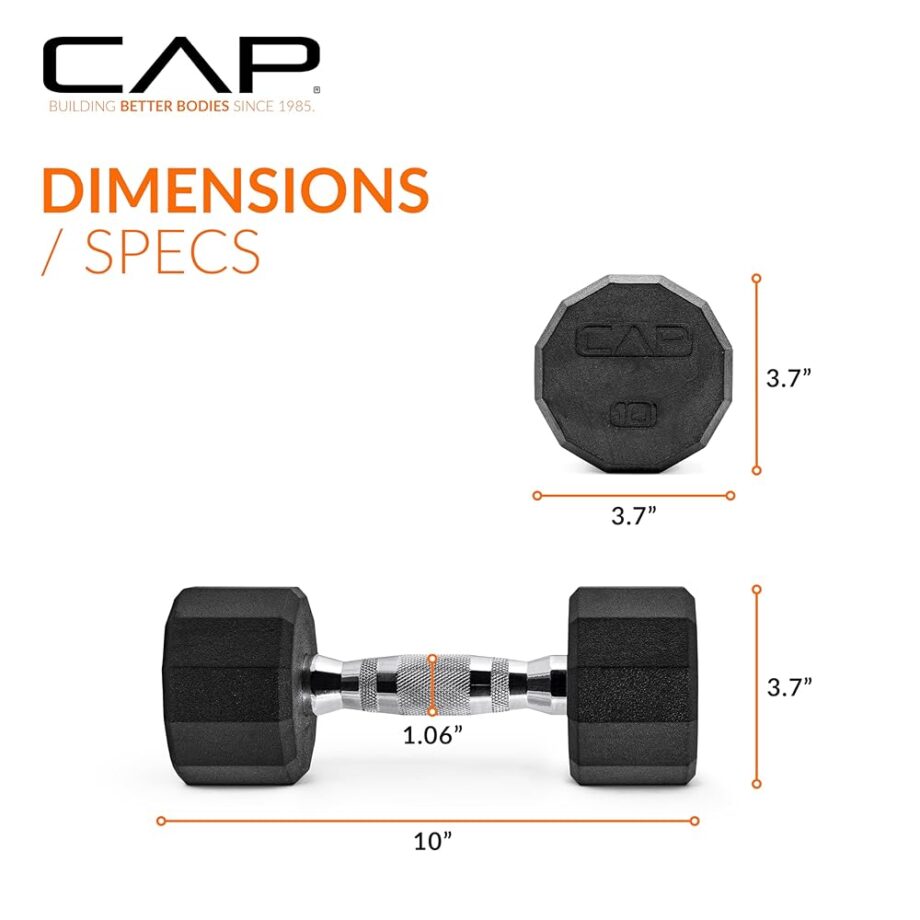 CAP Barbell 12-Sided Coated Dumbbell with Chrome Handle, Pair, 10 LB