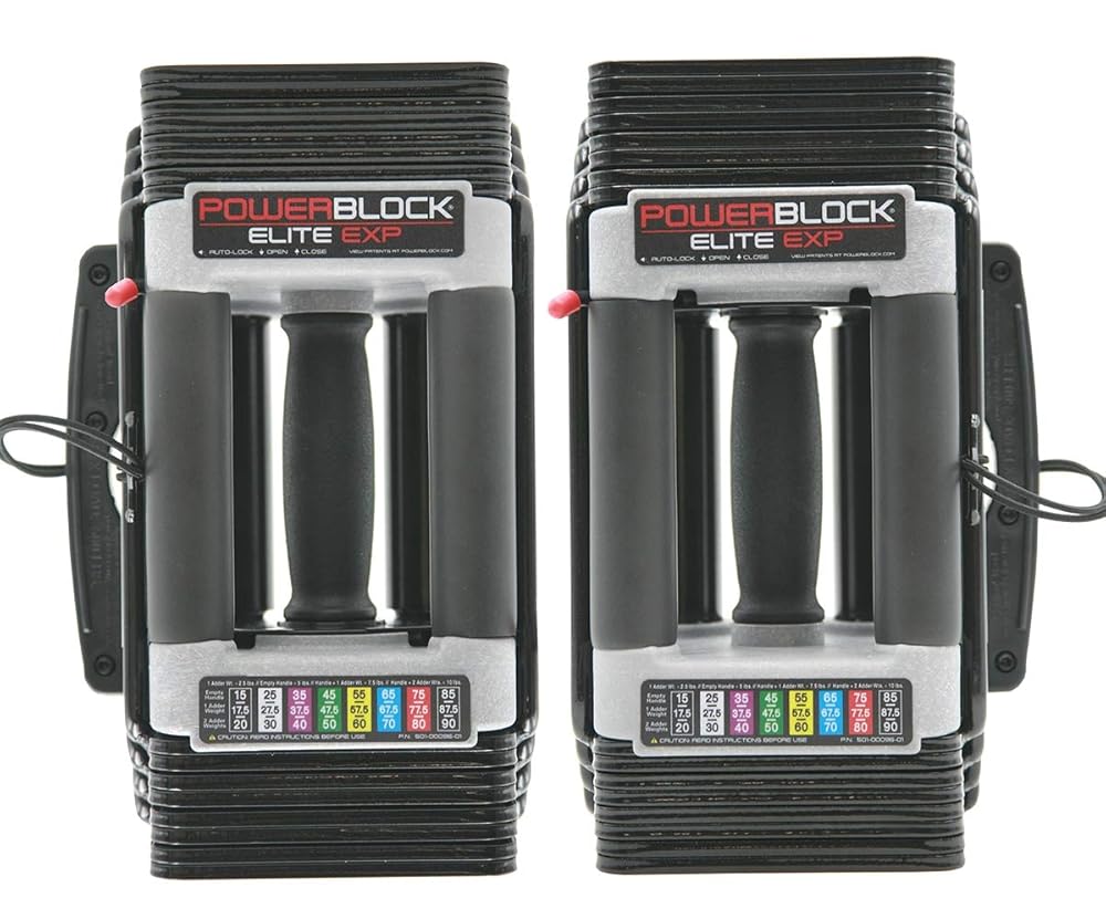 PowerBlock Elite EXP Adjustable Dumbbells, Sold in Pairs, Stage 1, 5-50 lb. Dumbbells, Durable Steel Build, Innovative Workout Equipment, All-in-One Dumbbells, Expandable with Expansion Kits