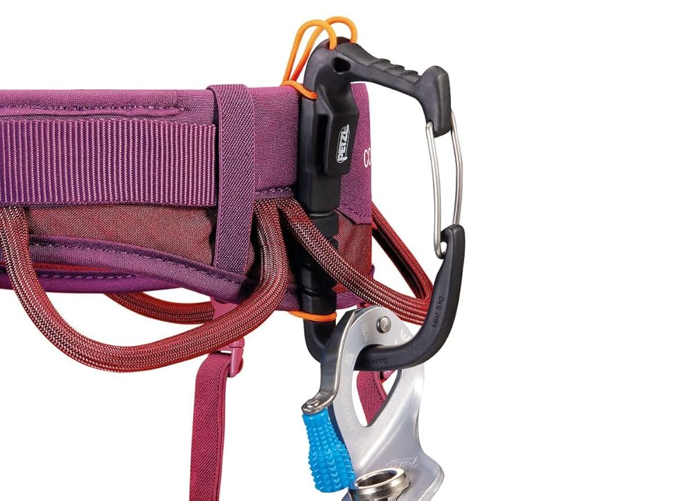 PETZL CORAX Comfortable and fully adjustable harness for gym and outdoor climbing, dual buckle waist, 2, dark red