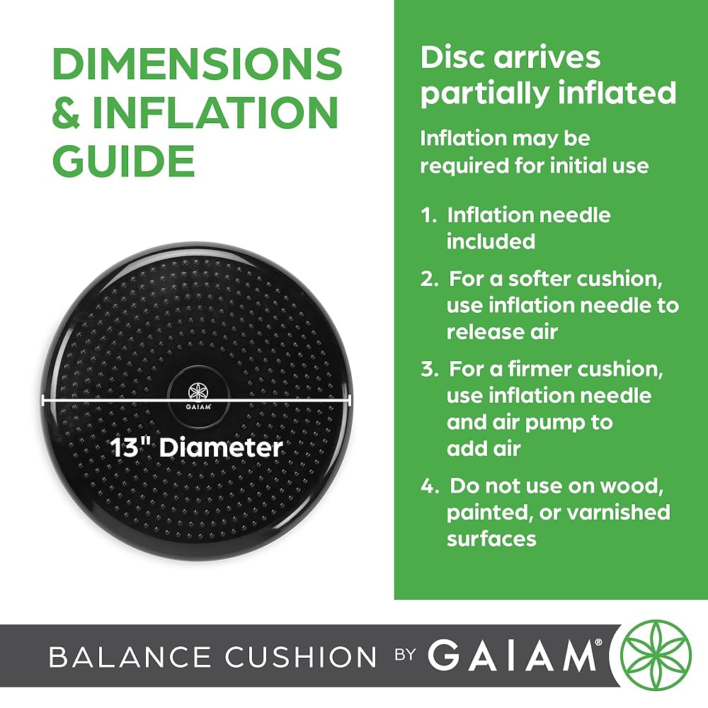 Gaiam Balance Disc Wobble Cushion Stability Core Trainer for Home or Office Desk Chair & Kids Alternative Classroom Sensory Wiggle Seat