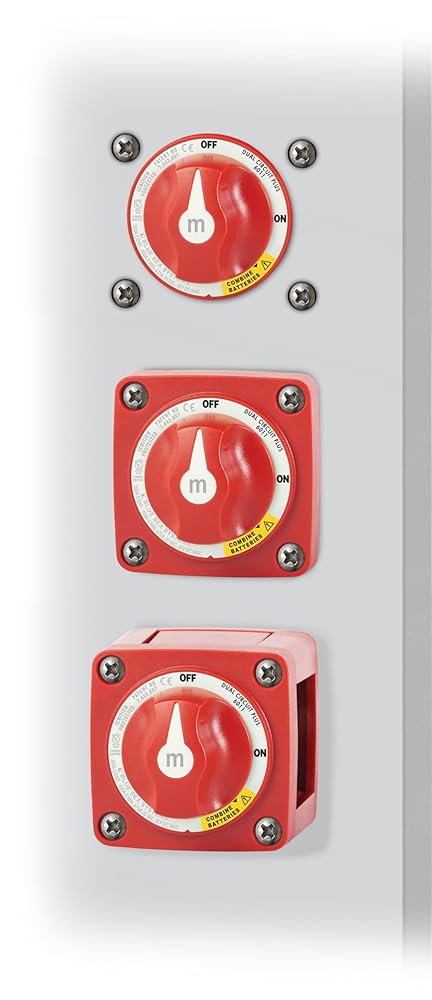 Blue Sea Systems 6011 m-Series Battery Switch Mini Dual Circuit Plus, 32V DC, 300A, Red