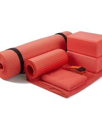BalanceFrom 7-Piece Yoga Set with 71x24x0.5 Inches Extra Thick Mat and Carrying Sling – Includes 2 Blocks, Stretch Strap, 2 Towels, and Knee Pad for Home, Studio, and Gym Workouts