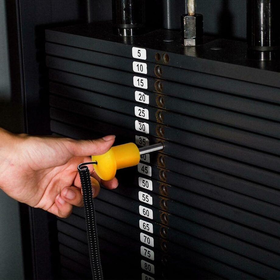 TreadLife Fitness Universal Weight Stack Pin for Commercial Gym or Home Gym | Heavy Duty Magnetic 3/8" Diameter Extra Long 5.5" Pin Insert | Health Club Grade Steel | Yellow
