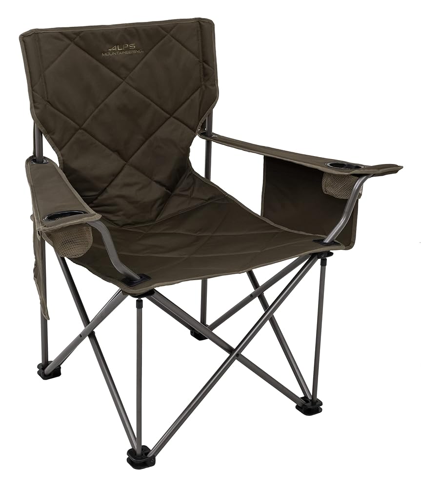 ALPS Mountaineering King Kong Camping Chairs for Adults with Mesh Cup Holders and Pockets, Built Durable and Reliable with Compact Foldable Steel Frame, Clay