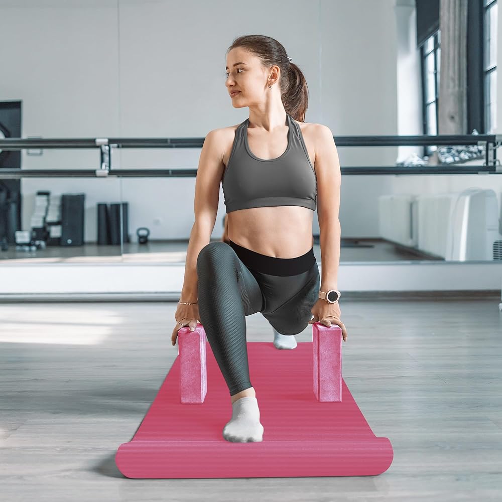 BalanceFrom 7-Piece Yoga Set with 71x24x0.5 Inches Extra Thick Mat and Carrying Sling – Includes 2 Blocks, Stretch Strap, 2 Towels, and Knee Pad for Home, Studio, and Gym Workouts