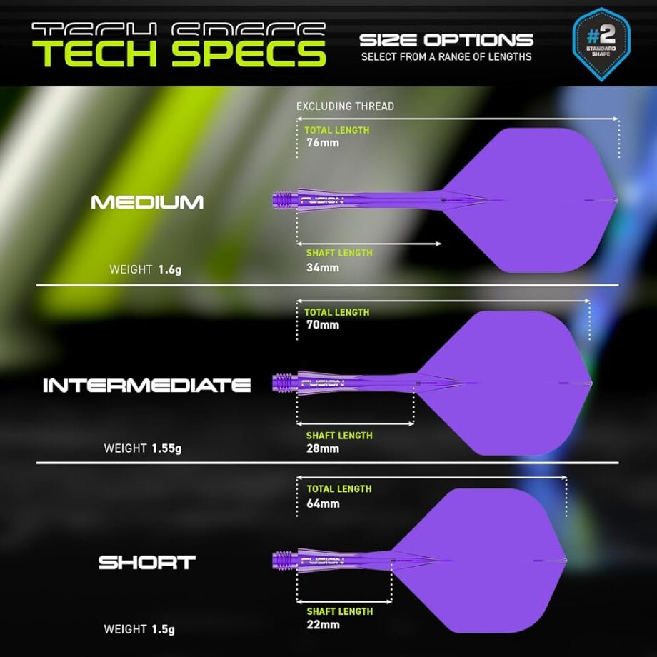 Winmau Darts Fusion Integrated Flight & Shaft System - No.2 Shape & Design - Purple Colour, Short Length
