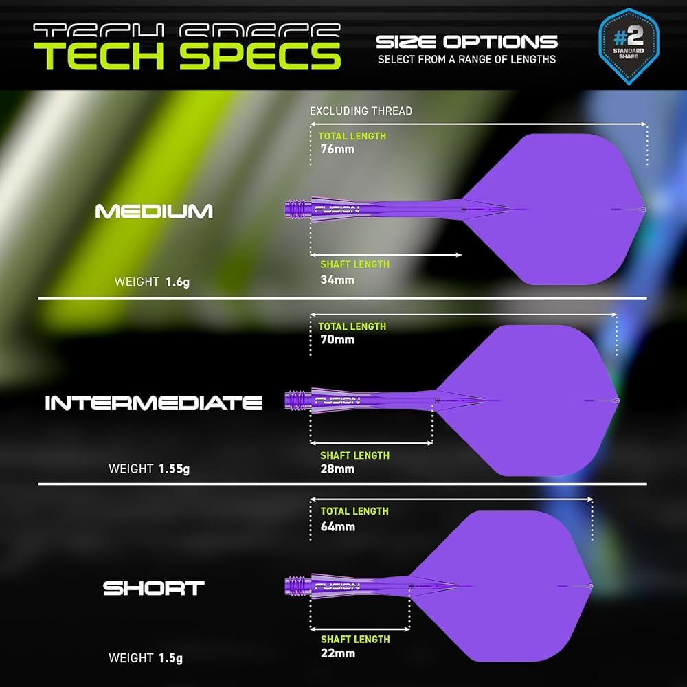 Winmau Darts Fusion Integrated Flight & Shaft System - No.2 Shape & Design - Purple Colour, Medium Length