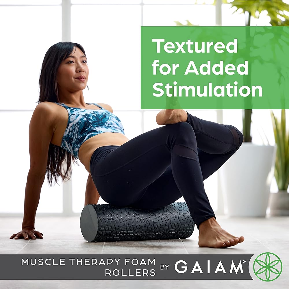 Gaiam Restore Foam Roller for Muscle Massage - 36" Long Foam Roller, Deep Tissue Muscle Massager for Sore Muscles & Stimulation - Total Body Pain Relief, Back, Neck, Foot, Calf, Leg, Arm - Grey