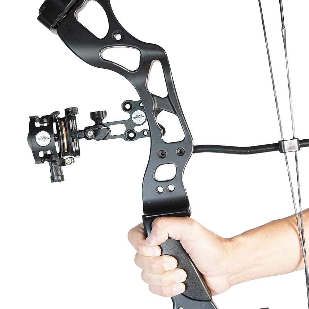 Southland Archery Supply SAS Tool-Less Micro Adjust Detachable Bracket with Adjustable Brightness LED Sight Light (Black, 5-Pin)