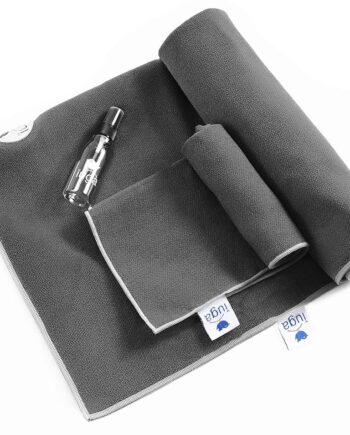 IUGA Non Slip Yoga Towel, Extra Thick Hot Yoga Towel + Hand Towel 2in1 Set with Corner Pockets Design, 100% Microfiber – Non Slip, Super Absorbent and Quick Dry