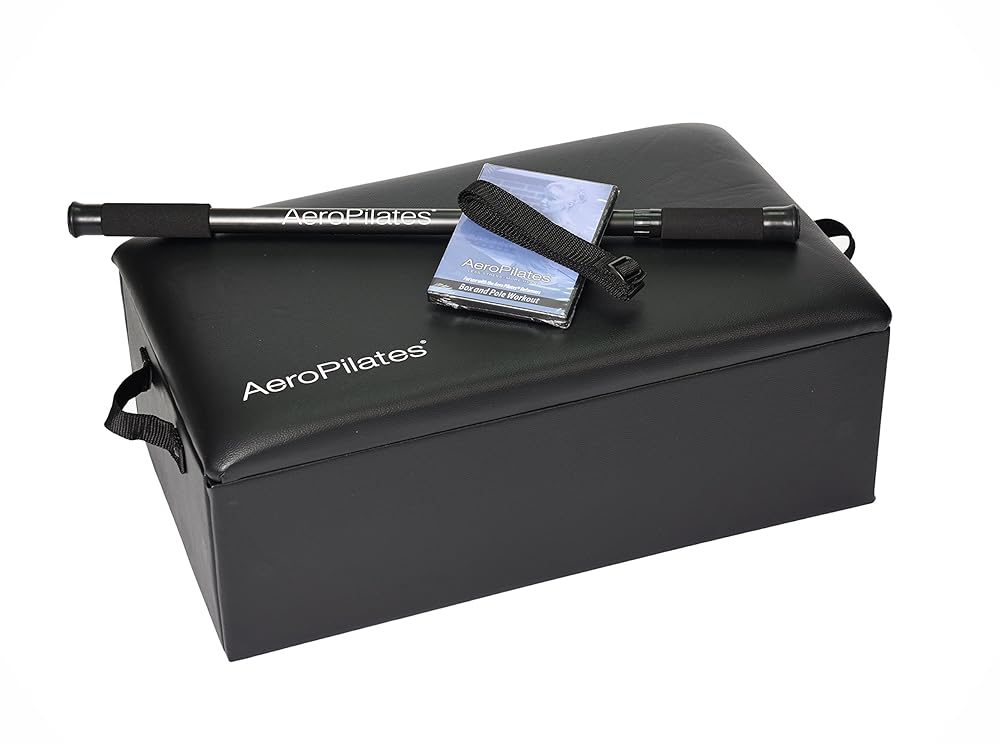 AeroPilates Box & Pole – Pilates Reformer Accessory for Strength, Balance & Flexibility – Includes Adjustable Support Pole, Strap & Instructional Workout Video – Compatible with All Pilates Reformers