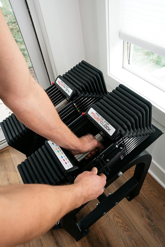 PowerBlock Pro 100 Adjustable Dumbbell, Sold As A Single Unit 5-100 lb Dumbbell – Durable Steel Build, Innovative Workout Equipment, Strength Training