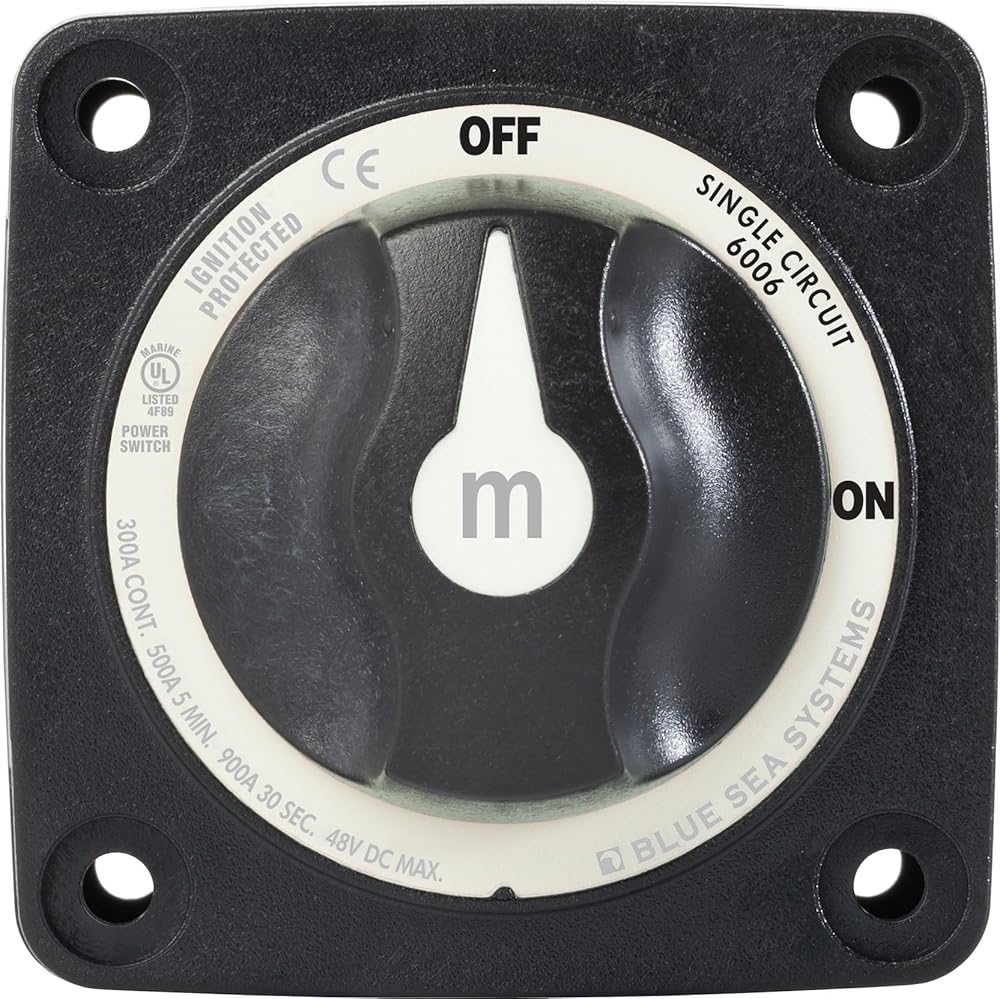 Blue Sea Systems 6006200 m-Series Battery Switch ON/OFF with Knob, Black