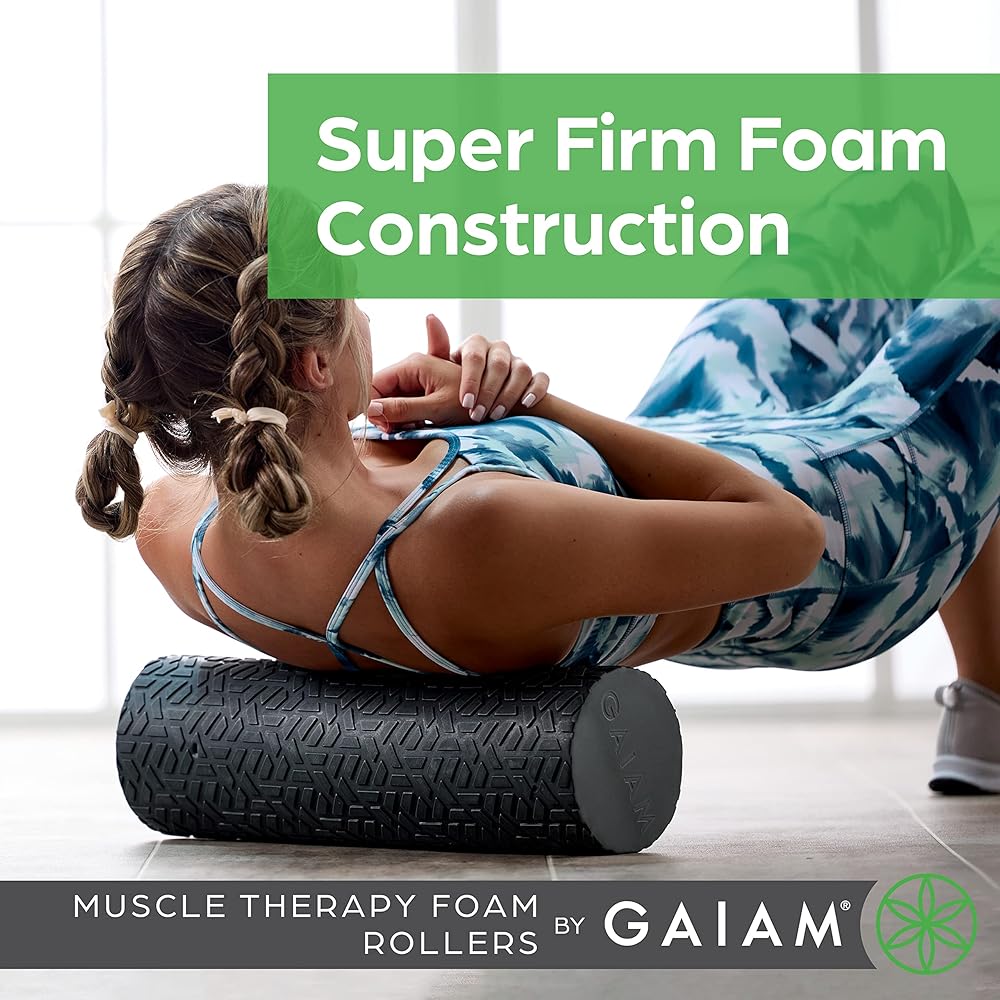 Gaiam Restore Foam Roller for Muscle Massage - 36" Long Foam Roller, Deep Tissue Muscle Massager for Sore Muscles & Stimulation - Total Body Pain Relief, Back, Neck, Foot, Calf, Leg, Arm - Grey