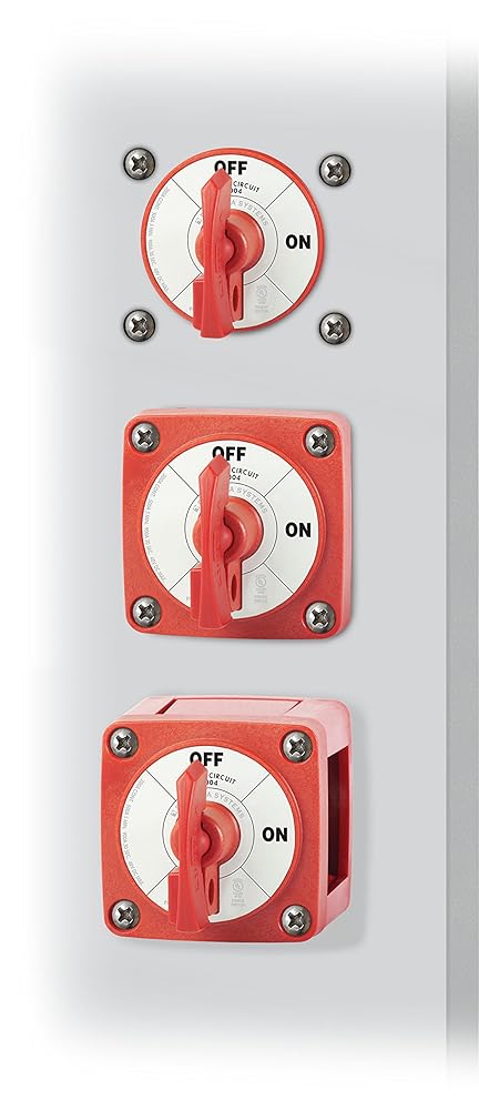 Blue Sea Systems 6004 m-Series ON/OFF Battery Isolator Switch with Locking Key, Red