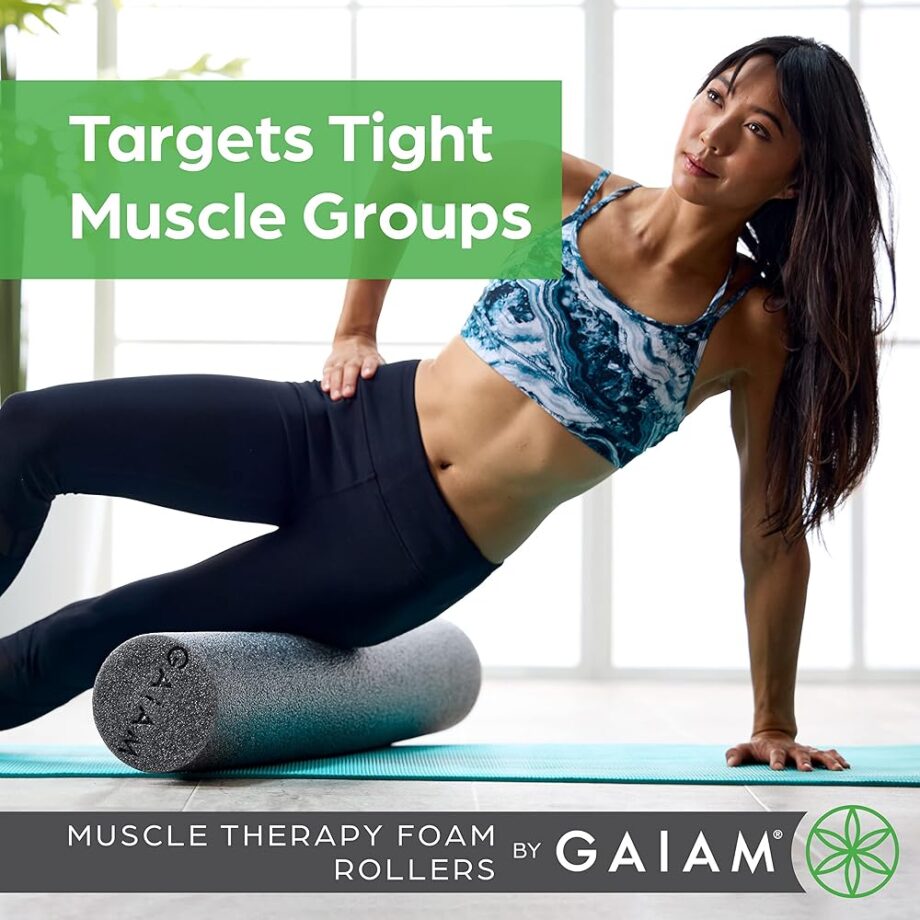 Gaiam Restore Foam Roller for Muscle Massage - Textured Muscle Massager for Stimulation, Total Body Pain Relief for Back, Neck, Foot, Calf, Leg, Arm - Deep Tissue Massager for Sore Muscles (18 Inches)