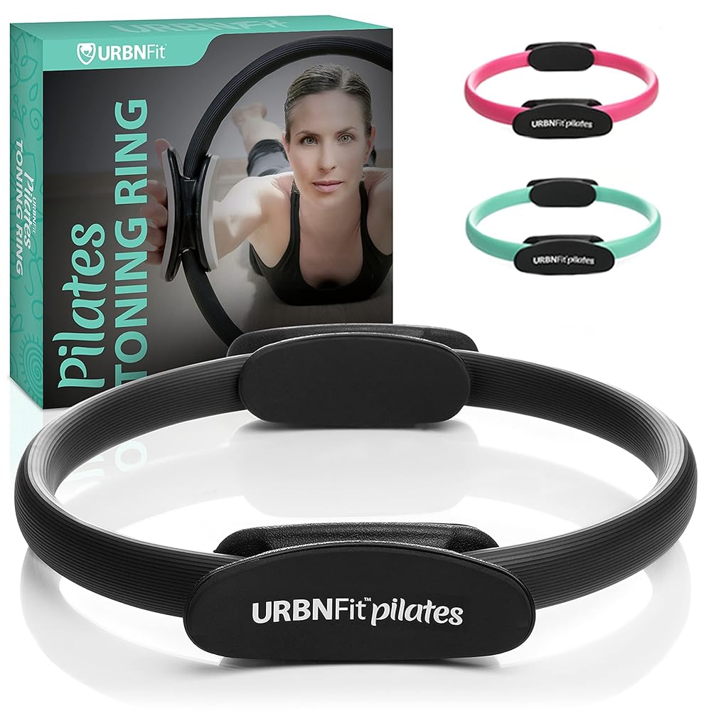 URBNFit Pilates Rings + Wobble Cushion Balance Disc Bundle - Stability Trainer to Help Improve Sitting Posture & Back Pain Relief, Wiggle Seat for Office Chair or Kids Classroom, (Pump Included)