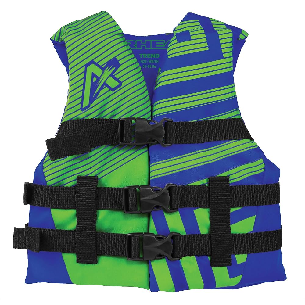 Airhead Youth Trend Life Jacket, Coast Guard Approved, Blue/Green