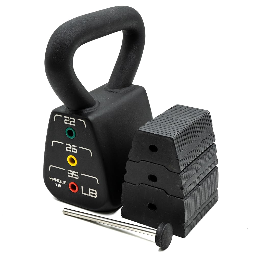 PowerBlock Adjustable Kettlebell, 18-35 lb. Weight Set, Durable Long Lasting Build, Innovative Workout Equipment for Home & Commercial Gyms, Black