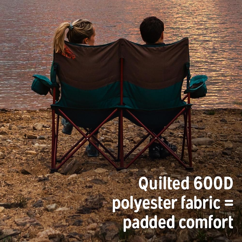 Kelty Loveseat Oversized 2-Person Heavy Duty Folding Camp Chair, Double Seat for Soccer Games, Tailgating, Beach Days (Regular Height/Dark Shadow)