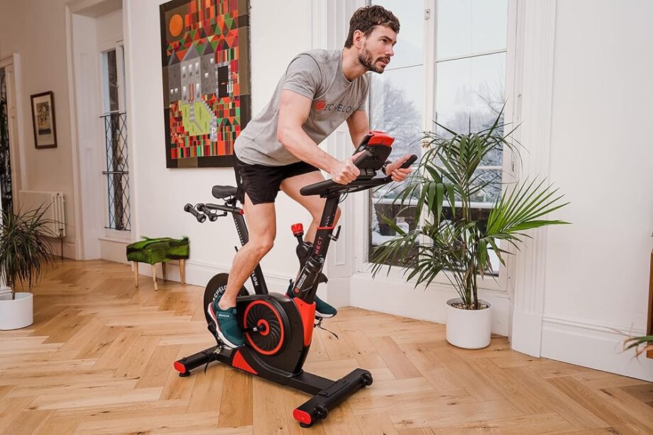 Echelon Smart Connect Fitness Bike, 30-Day Free Echelon Membership, Easy Storage, Small Spaces, Cushioned Seat, Solid Design, HIIT, Top Instructors, 32 Resistance Levels, Bluetooth, EX3-Red
